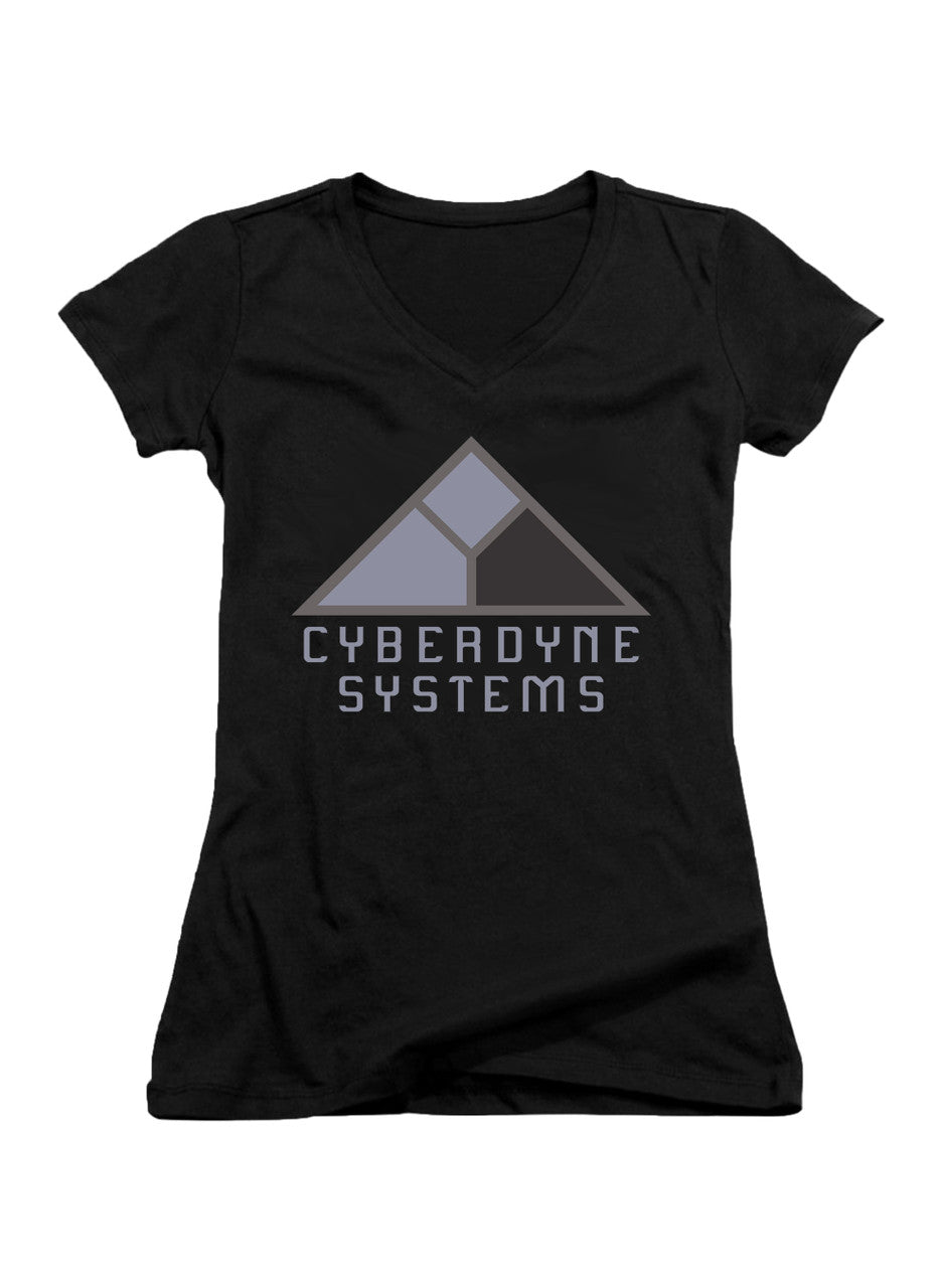 Black Cyberdyne Systems Juniors V-Neck T-Shirt