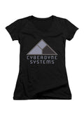 Black Cyberdyne Systems Juniors V-Neck T-Shirt