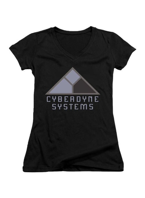 Black Cyberdyne Systems Juniors V-Neck T-Shirt