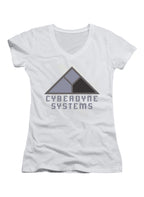 White Cyberdyne Systems Juniors V-Neck T-Shirt