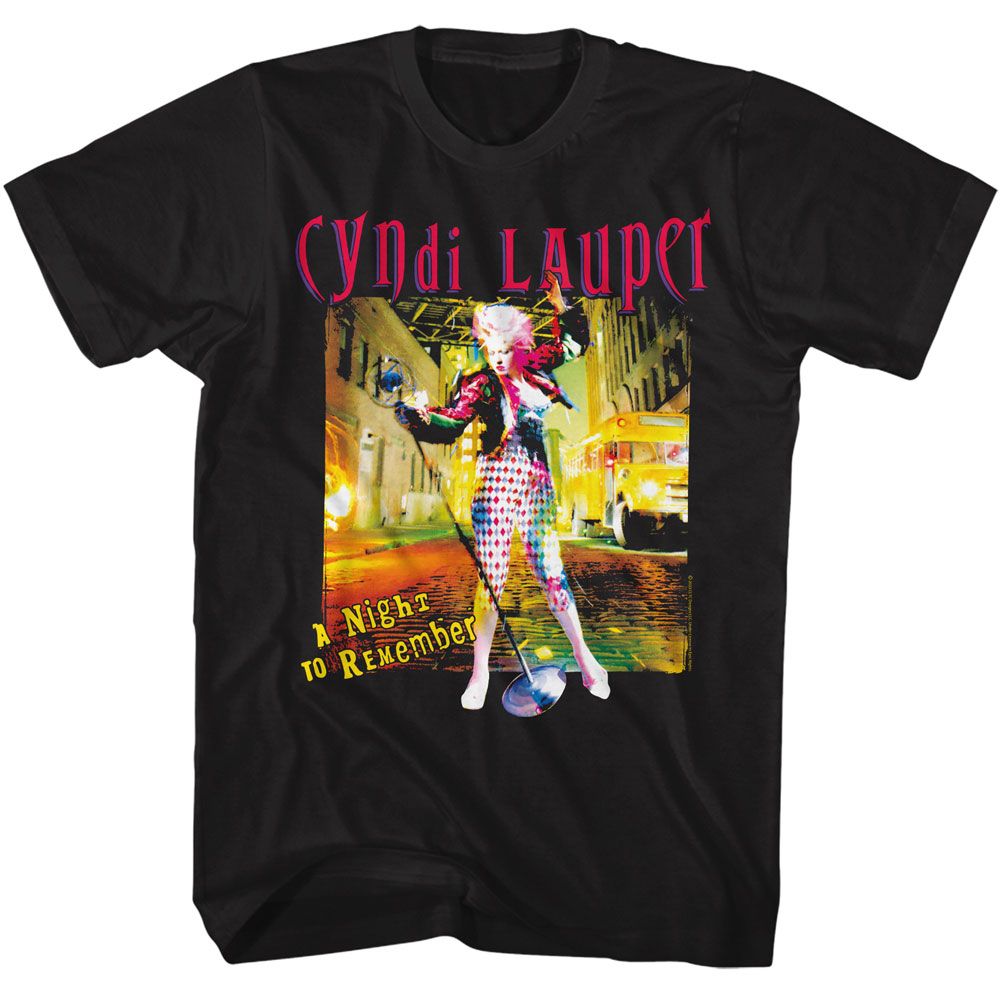 Black Cyndi Lauper t-shirt featuring Cyndi Lauper A Night To Remember 1989 album design