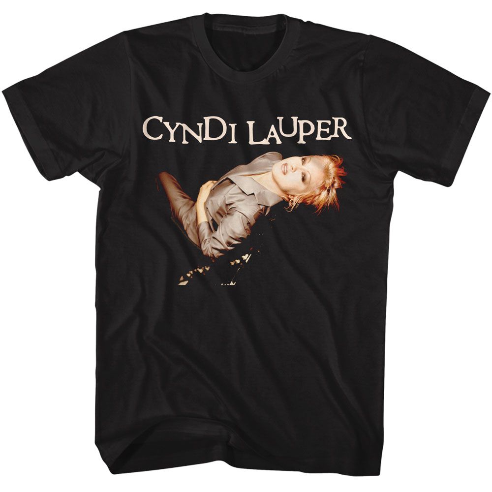 Black Cyndi Lauper t-shirt featuring Cyndi Lauper Suit Photo portrait design