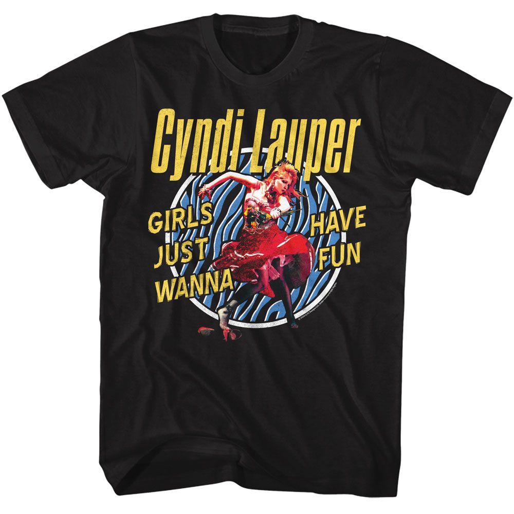 Black Cyndi Lauper t-shirt featuring Cyndi Lauper Girls Just Want To Have Fun design