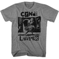 Graphite heather Cyndi Lauper t-shirt featuring Cyndi Lauper Torn Note Dance design
