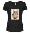 Black Cat Look Up Juniors V-Neck T-Shirt