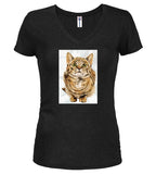Black Cat Look Up Juniors V-Neck T-Shirt