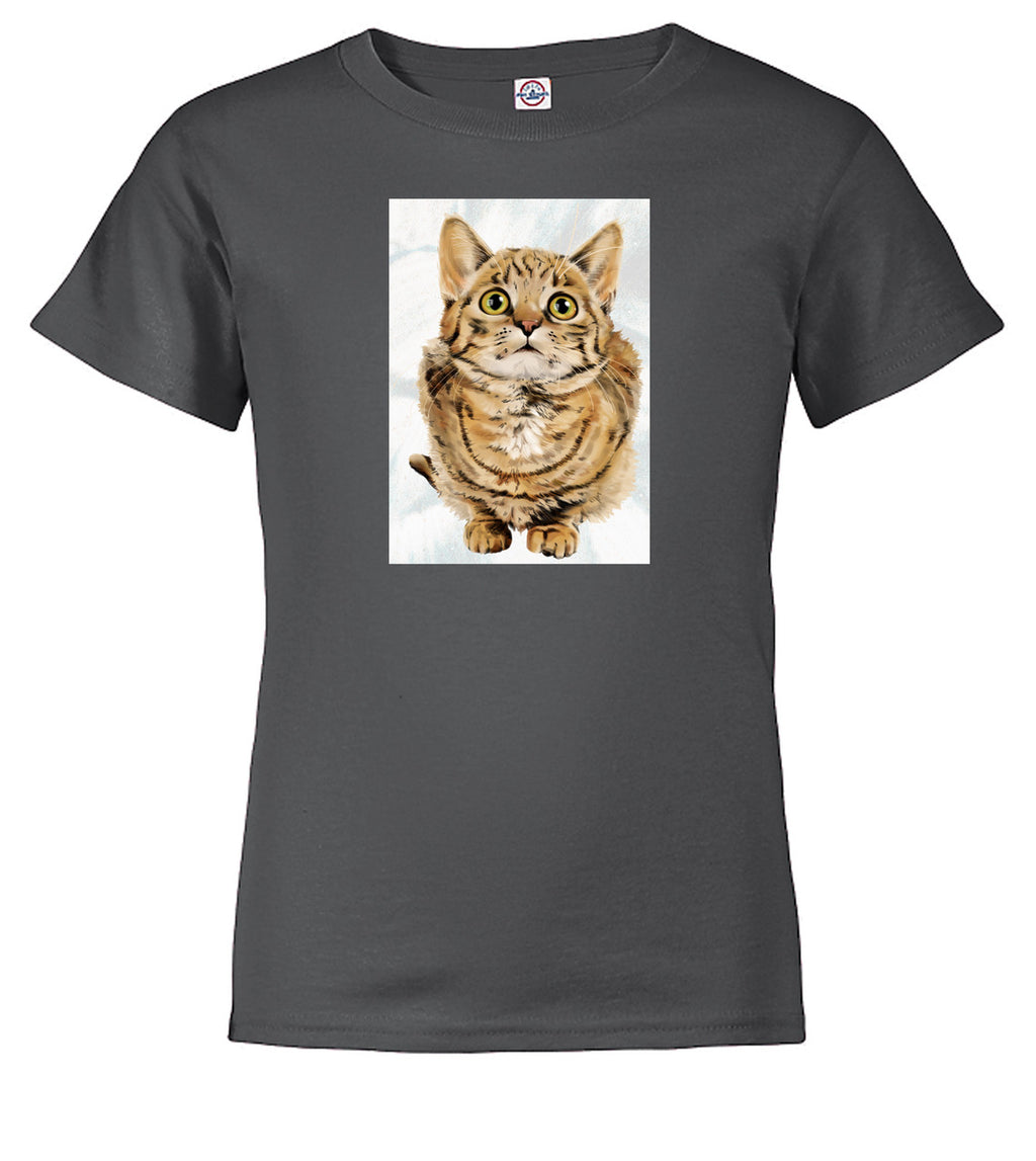 Charcoal Cat Look Up Youth/Toddler T-Shirt