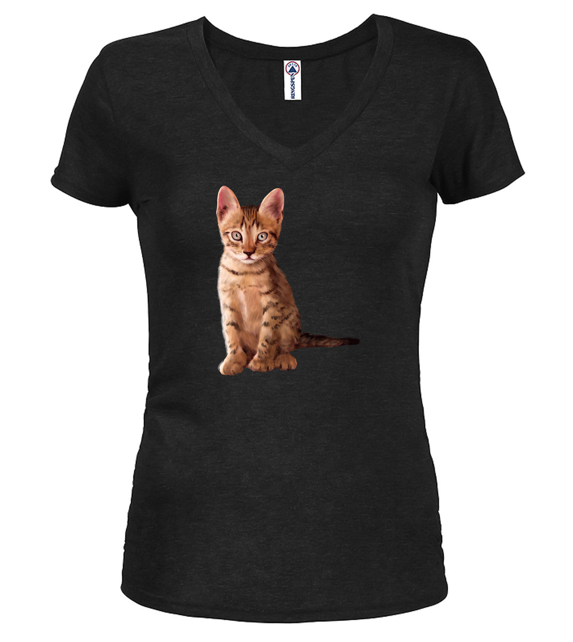 Black Cat Pose Juniors V-Neck T-Shirt