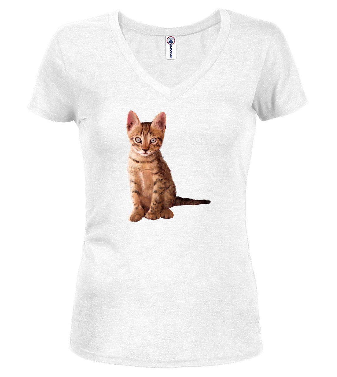 White Cat Pose Juniors V-Neck T-Shirt