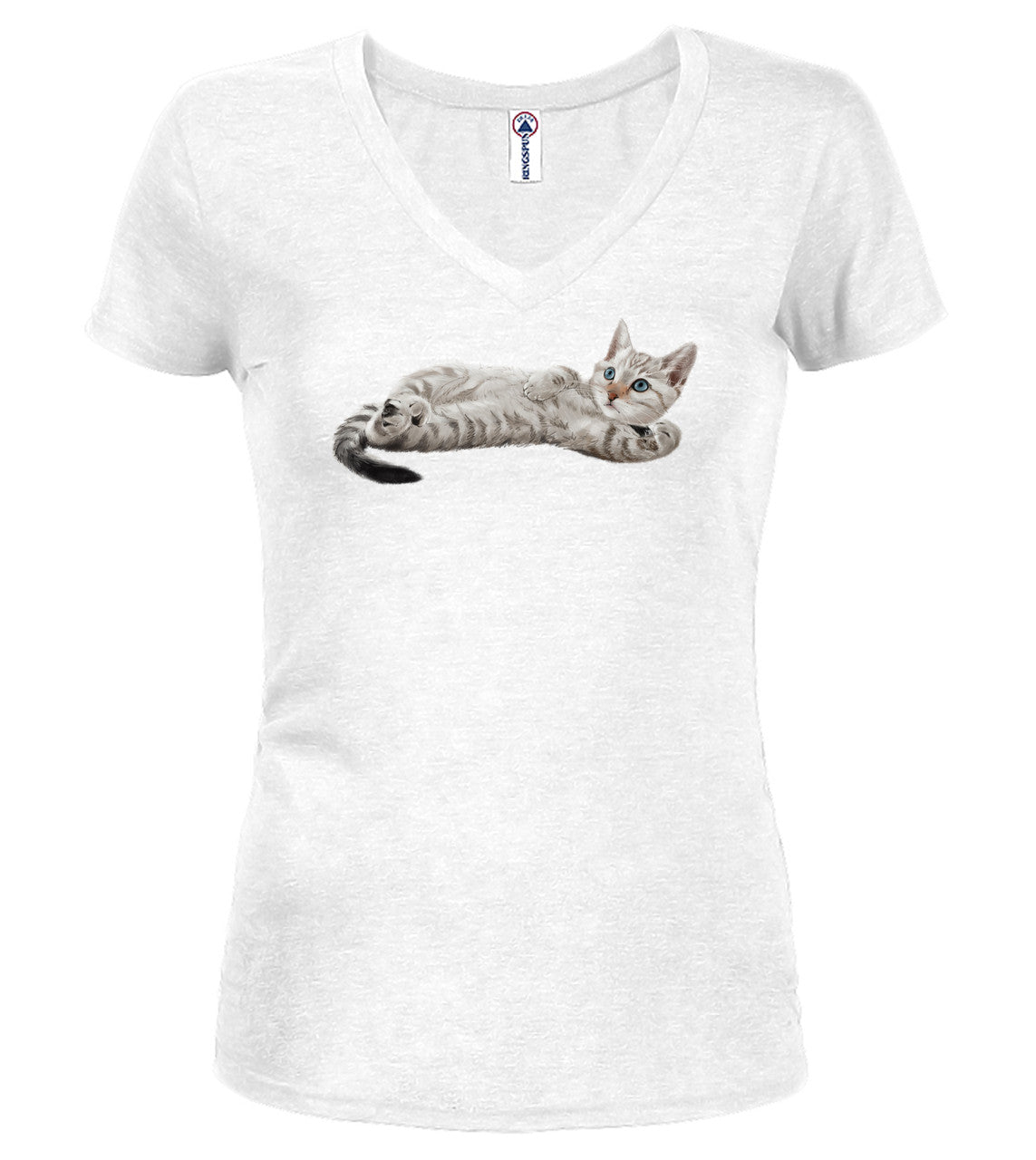 White Cat Spluff Juniors V-Neck T-Shirt
