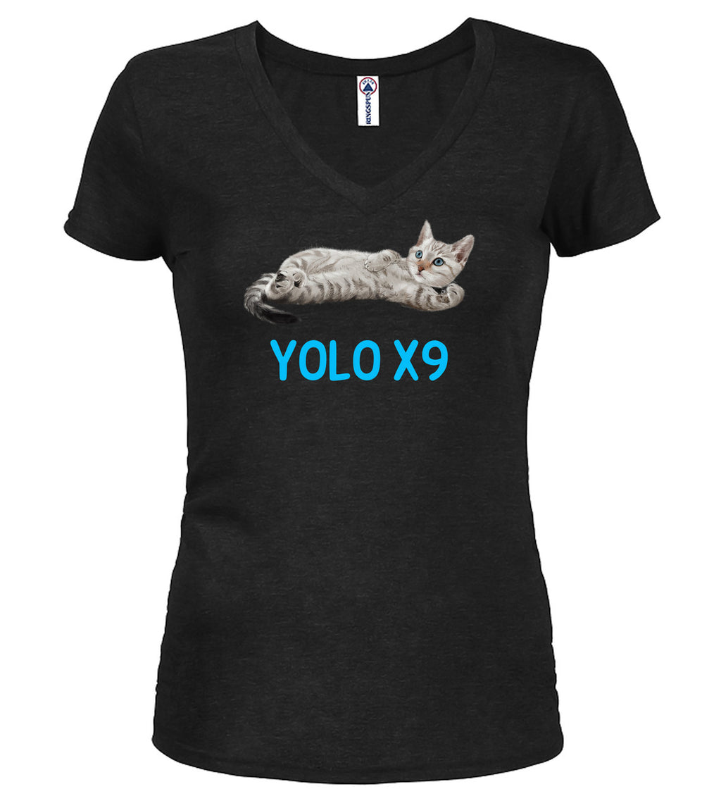Black Cat Yolo Juniors V-Neck T-Shirt
