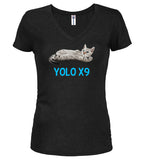 Black Cat Yolo Juniors V-Neck T-Shirt
