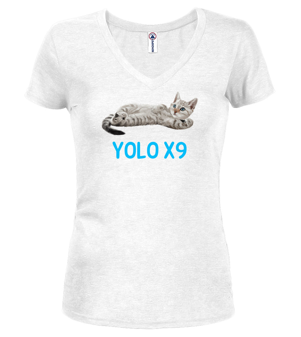 White Cat Yolo Juniors V-Neck T-Shirt