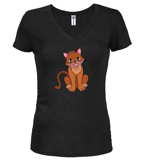 Black Cat Juniors V-Neck T-Shirt