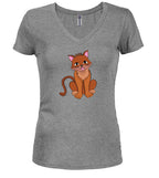 Gray Cat Juniors V-Neck T-Shirt