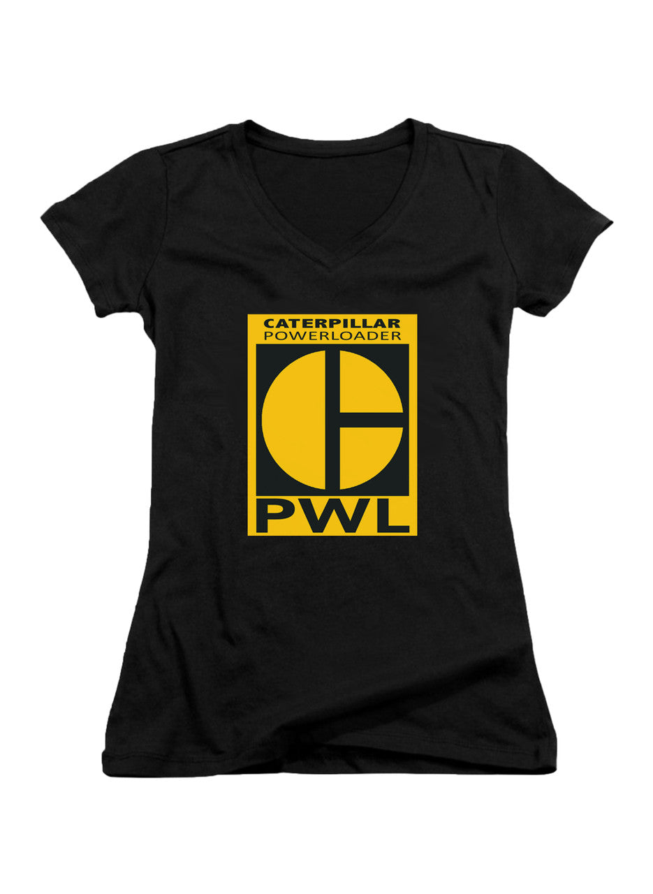 Black Caterpillar Powerloader Juniors V-Neck T-Shirt