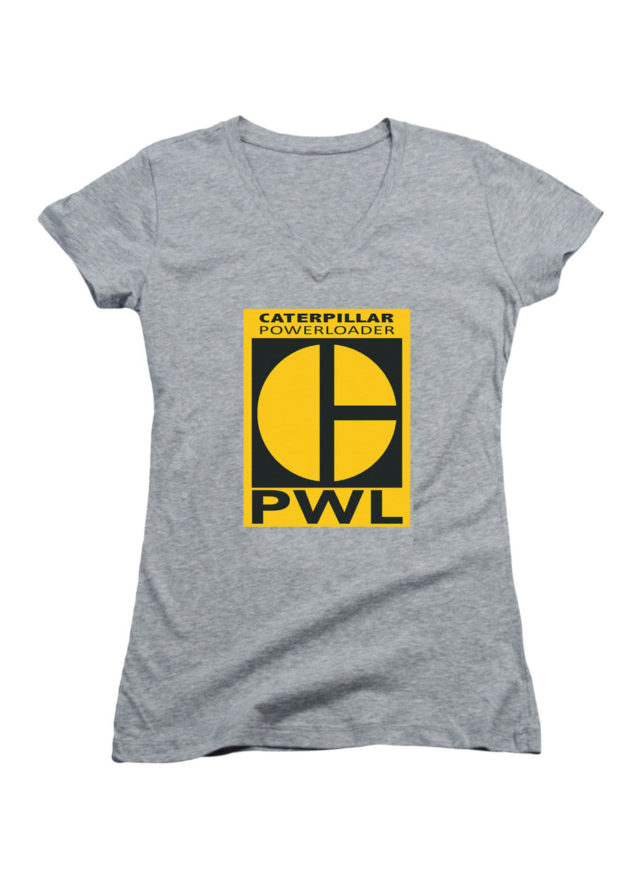 Gray Caterpillar Powerloader Juniors V-Neck T-Shirt