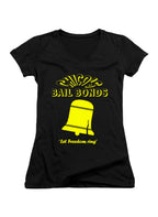 Black Chico's Bail Bonds Juniors V-Neck T-Shirt