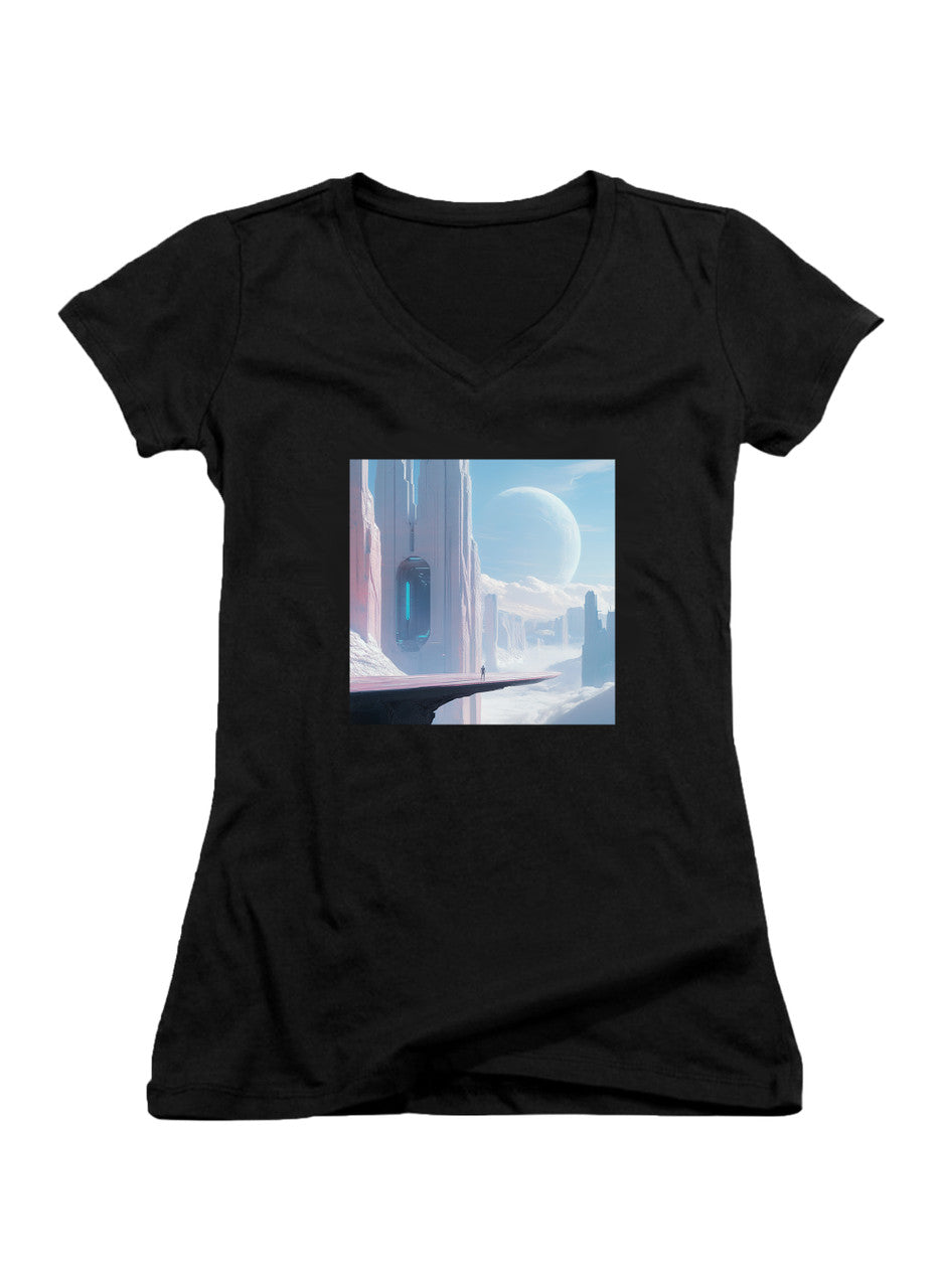 Black Clean Future Juniors V-Neck T-Shirt