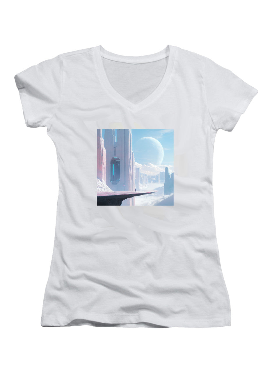 White Clean Future Juniors V-Neck T-Shirt