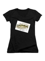 Black Cleaning Fish Juniors V-Neck T-Shirt