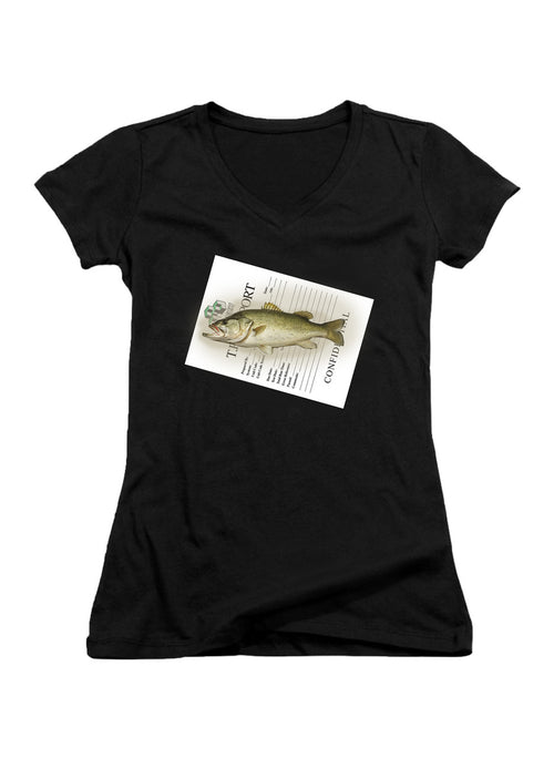 Black Cleaning Fish Juniors V-Neck T-Shirt