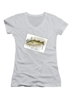 White Cleaning Fish Juniors V-Neck T-Shirt