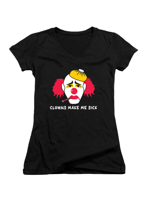 Black Clowns Make Me Sick Juniors V-Neck T-Shirt