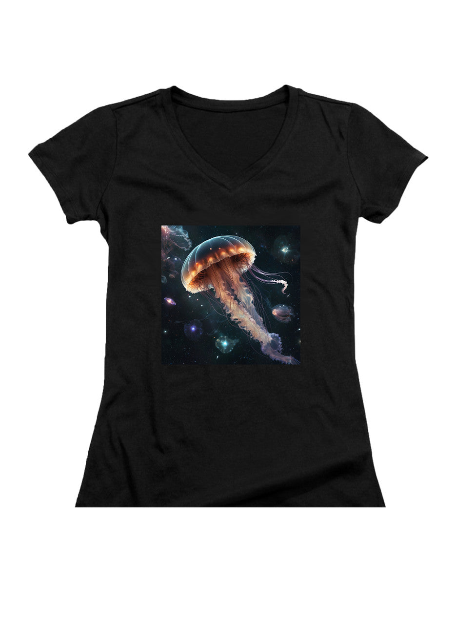 Black Cosmic Jelly Juniors V-Neck T-Shirt