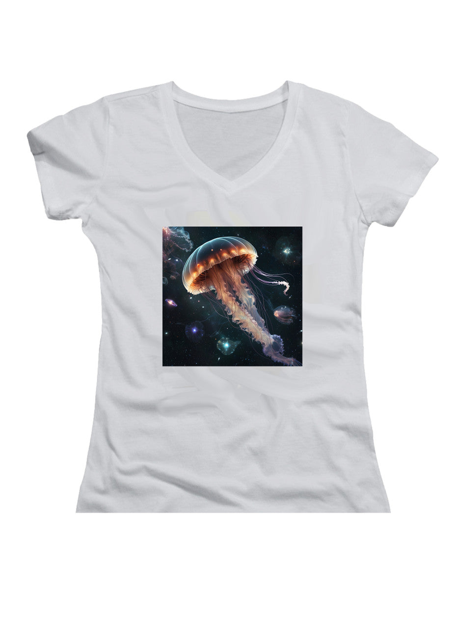 White Cosmic Jelly Juniors V-Neck T-Shirt