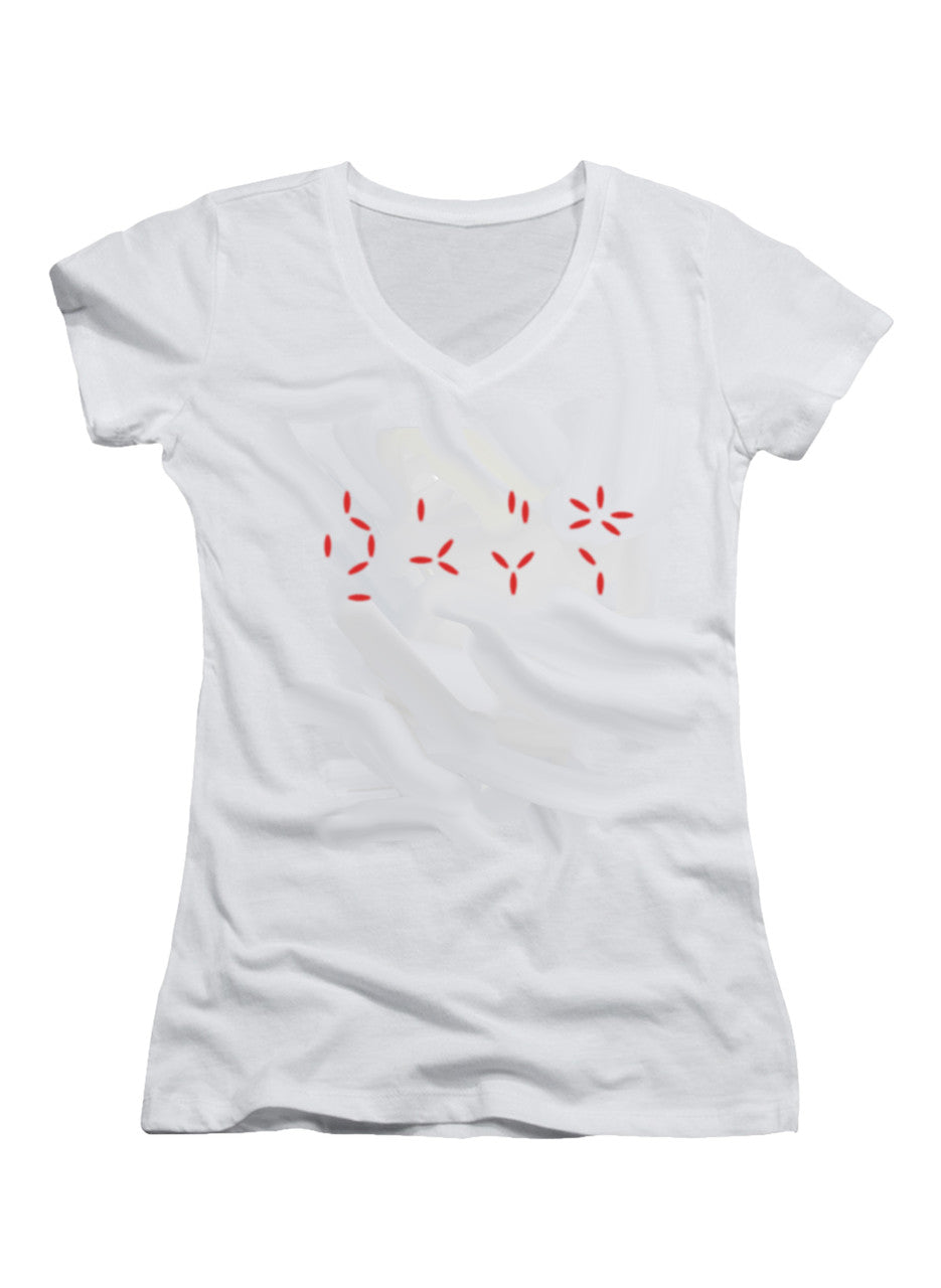 White Countdown Juniors V-Neck T-Shirt