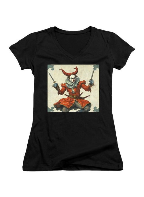 Black Cruel Jest Juniors V-Neck T-Shirt