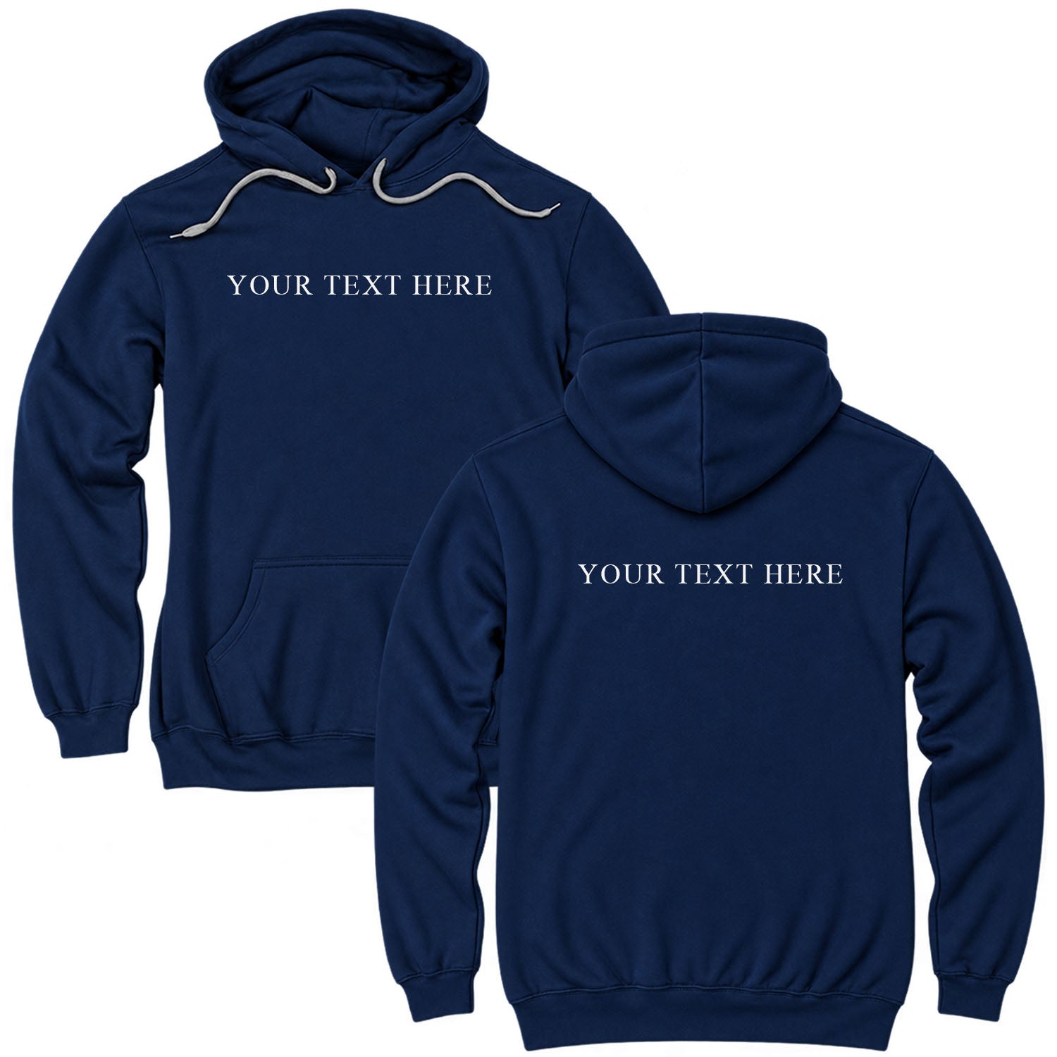 Custom Text Front and Back Pullover Hoodie - You Pick the Text