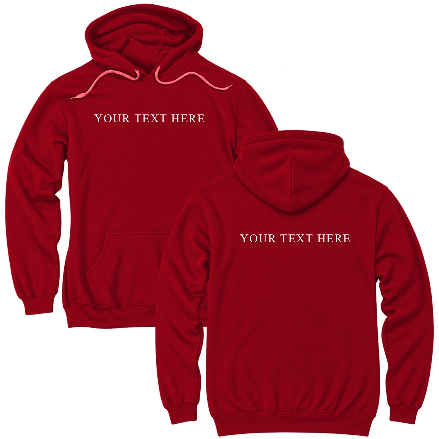 Custom Text Front and Back Pullover Hoodie - You Pick the Text