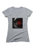 Gray Cyborg Eye Juniors V-Neck T-Shirt
