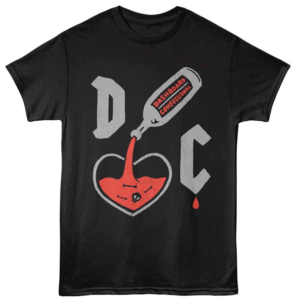 Black Dashboard Confessional t-shirt featuring Dashboard Confessional Liquid Heart design