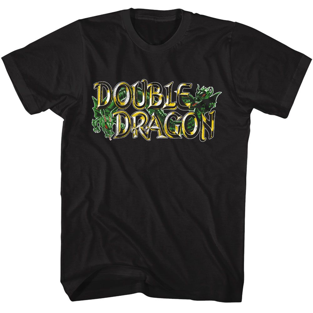Black Double Dragon t-shirt featuring Double Dragon Vintage Logo arcade design