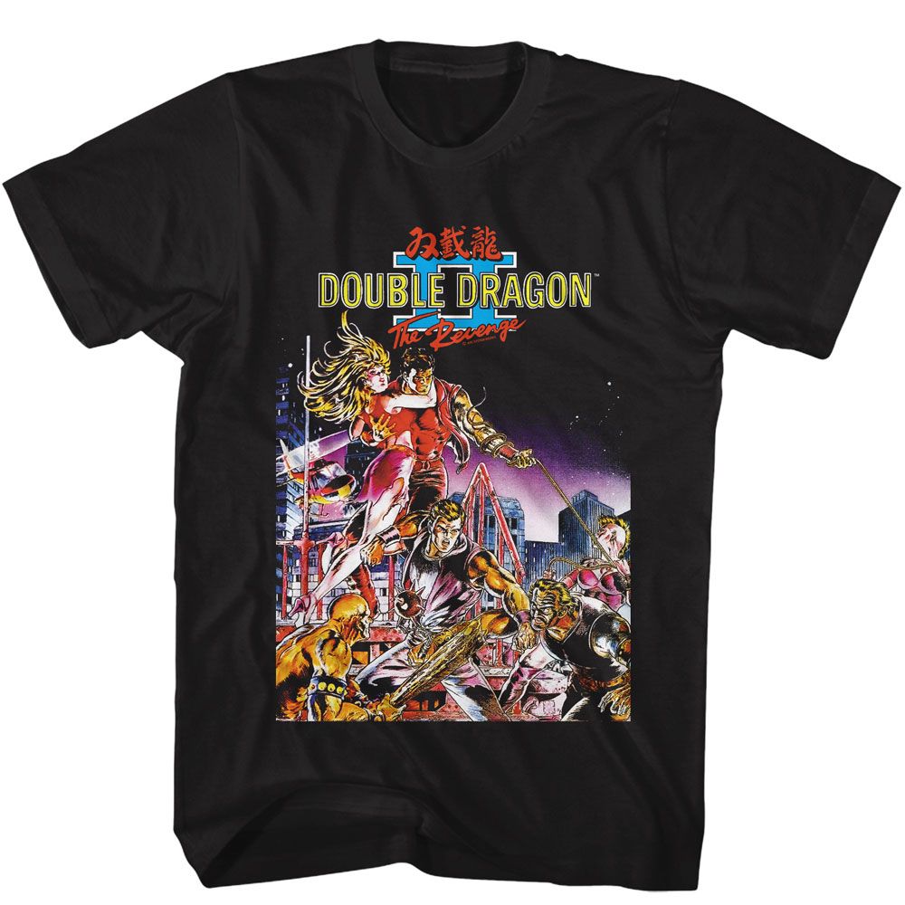 Black Double Dragon t-shirt featuring Double Dragon II The Revenge 1988 design