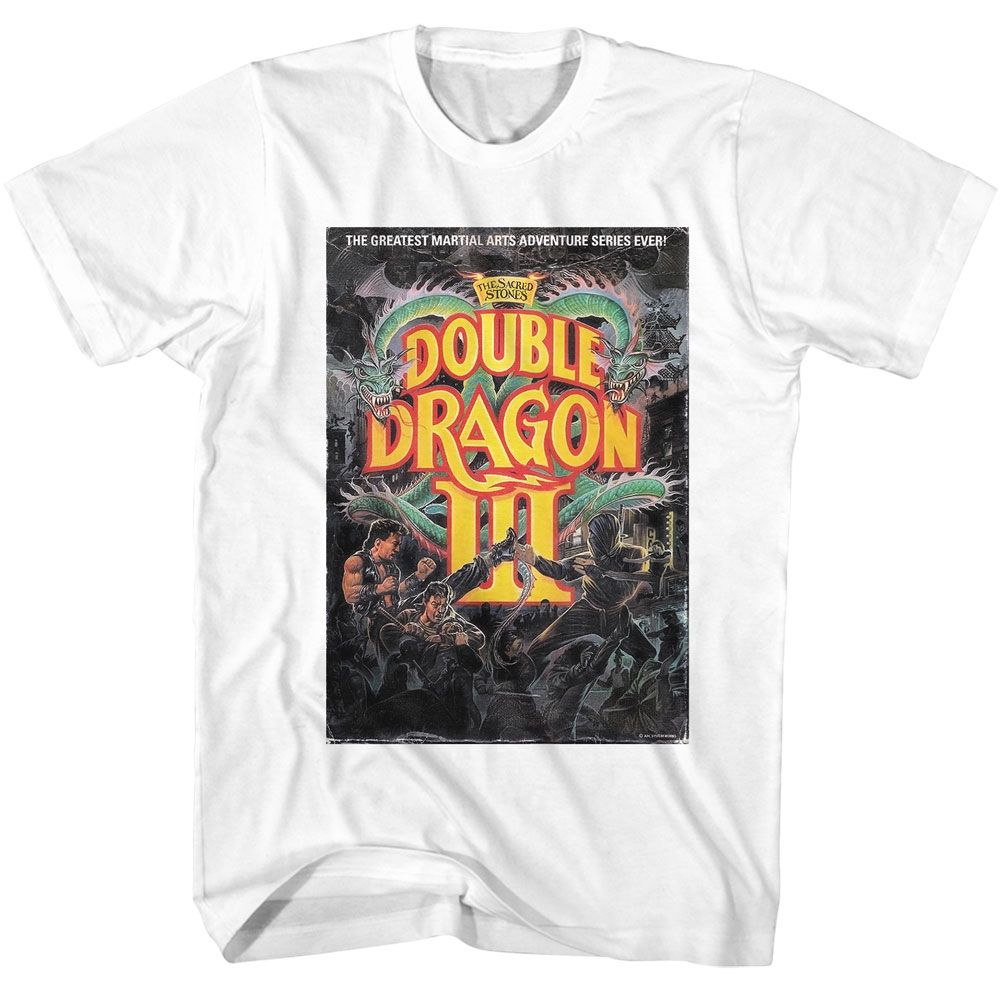 White Double Dragon t-shirt featuring Double Dragon III 1990 design