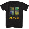 Black Double Dragon t-shirt featuring Double Dragon Game Screens collage design