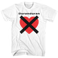 White Duran Duran t-shirt featuring Duran Duran Heart X design