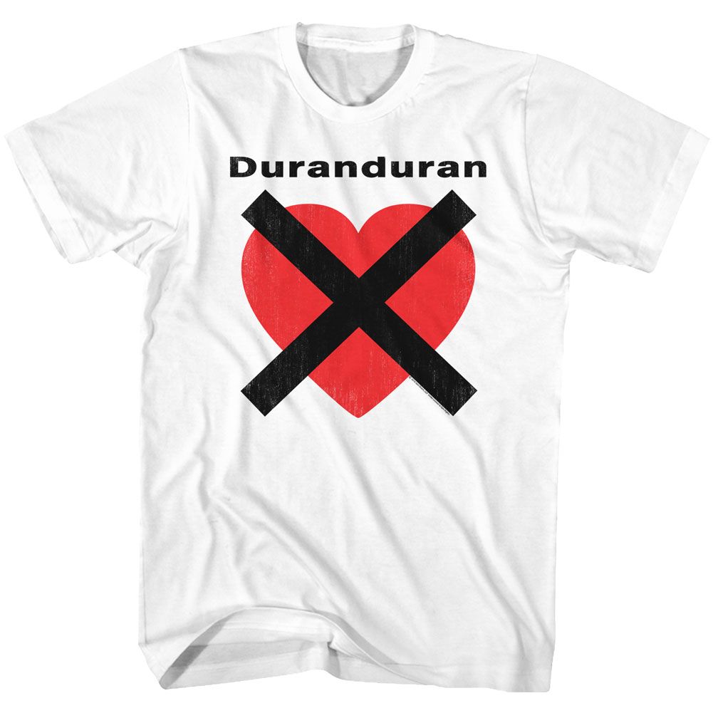 White Duran Duran t-shirt featuring Duran Duran Heart X design