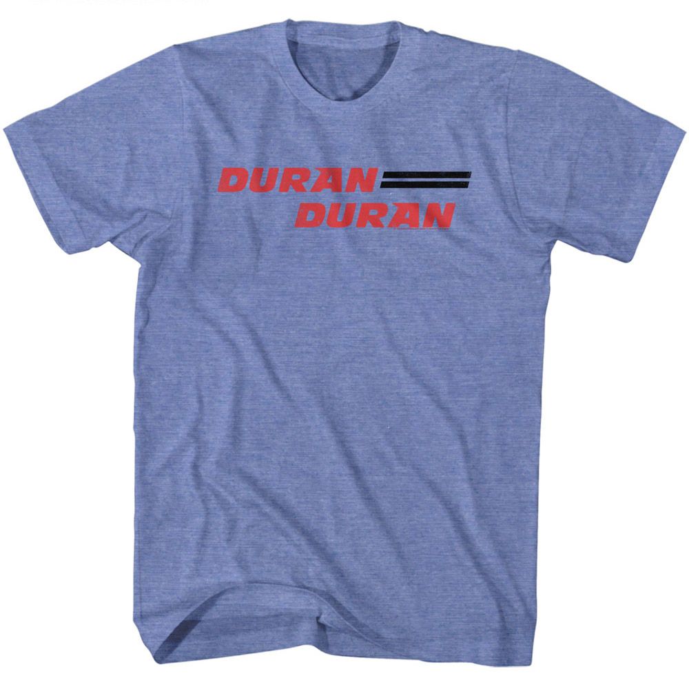 Light blue heather Duran Duran t-shirt featuring Duran Duran classic typographic design