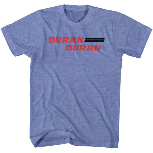 Light blue heather Duran Duran t-shirt featuring Duran Duran classic typographic design