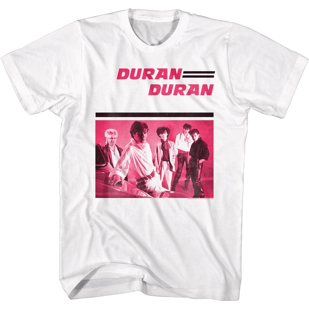 White Duran Duran t-shirt featuring Duran Duran Pink design