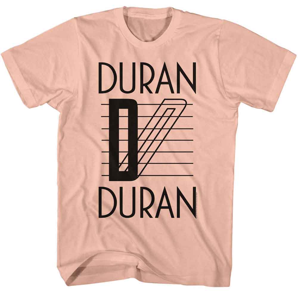 Peach Duran Duran t-shirt featuring Duran Duran Lines Logo design