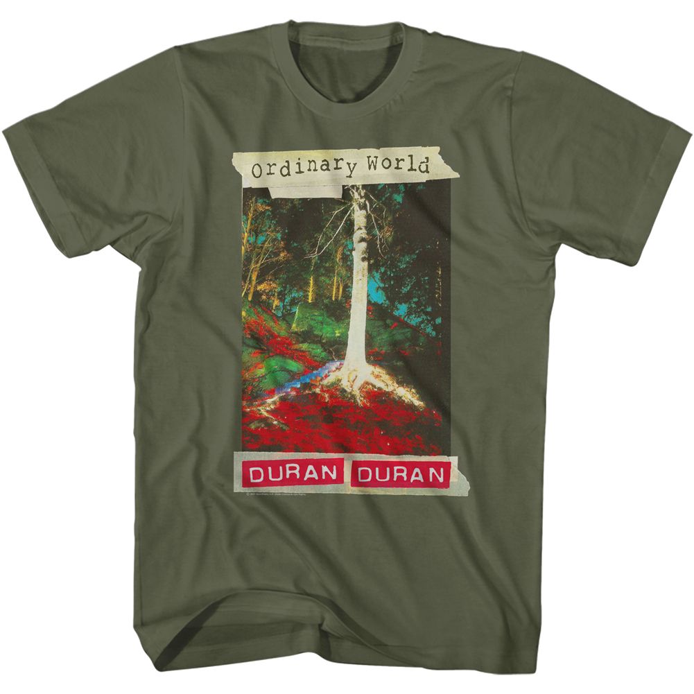 Military green Duran Duran t-shirt featuring Duran Duran Ordinary World 1993 design