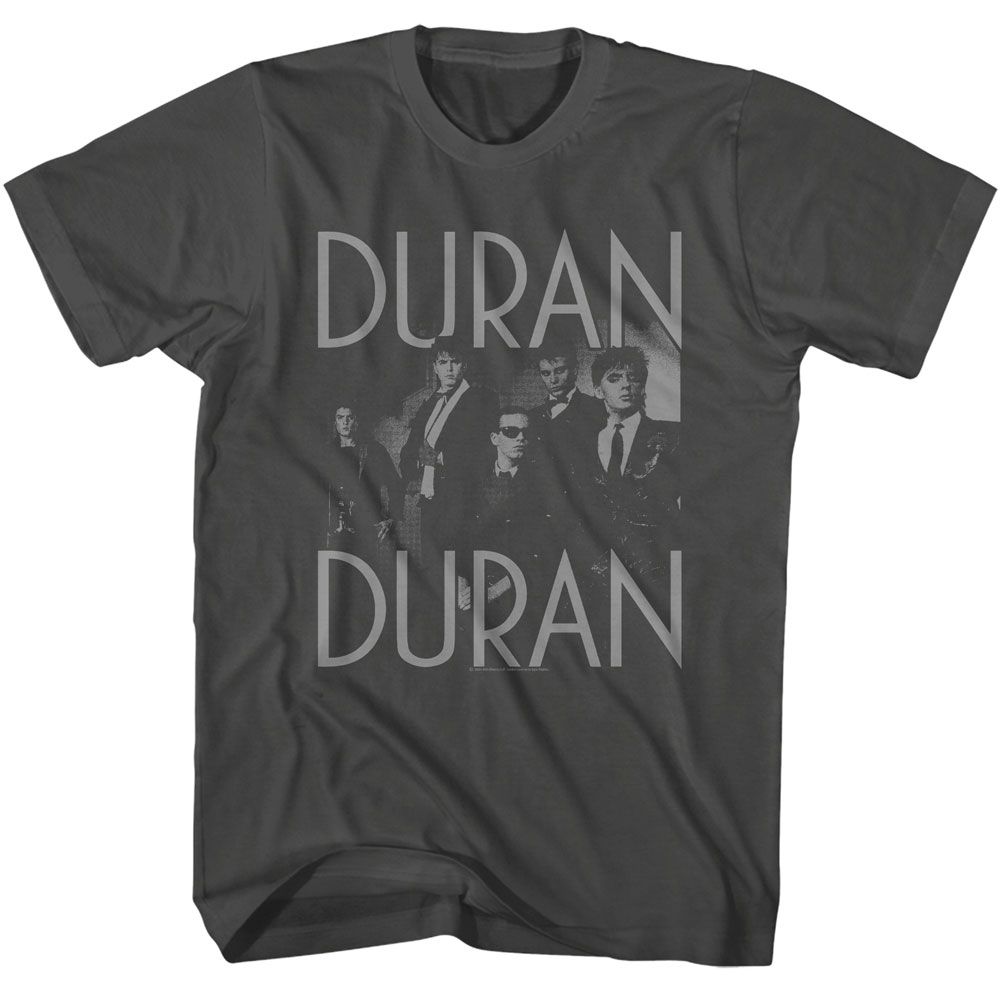 Smoke gray Duran Duran t-shirt featuring Duran Duran Seven And The Ragged Tiger monotone photo design
