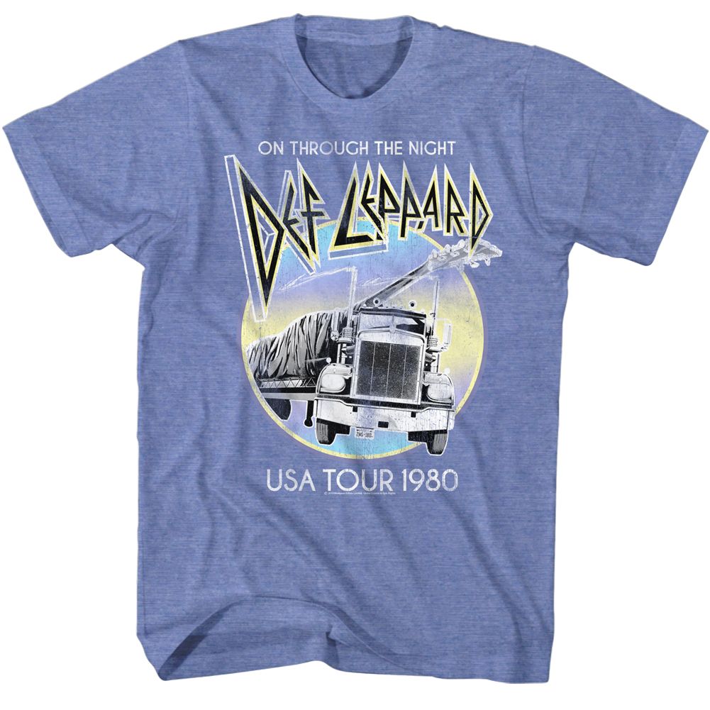 Light blue heather Def Leppard t-shirt featuring Def Leppard Pastel Night design