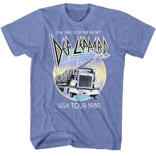 Light blue heather Def Leppard t-shirt featuring Def Leppard Pastel Night design